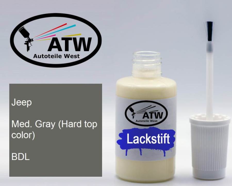 Jeep, Med. Gray (Hard top color), BDL: 20ml Lackstift, von ATW Autoteile West.